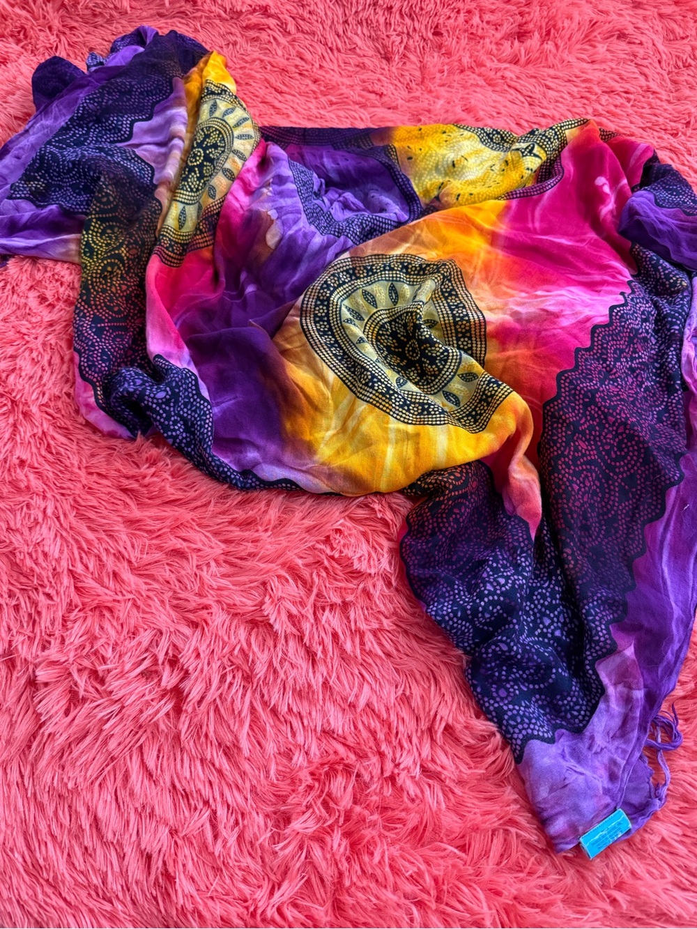 Vibrant Multicolor Tie-Dye Sheer Scarf Top - Women’s Intimates & Sleepwear